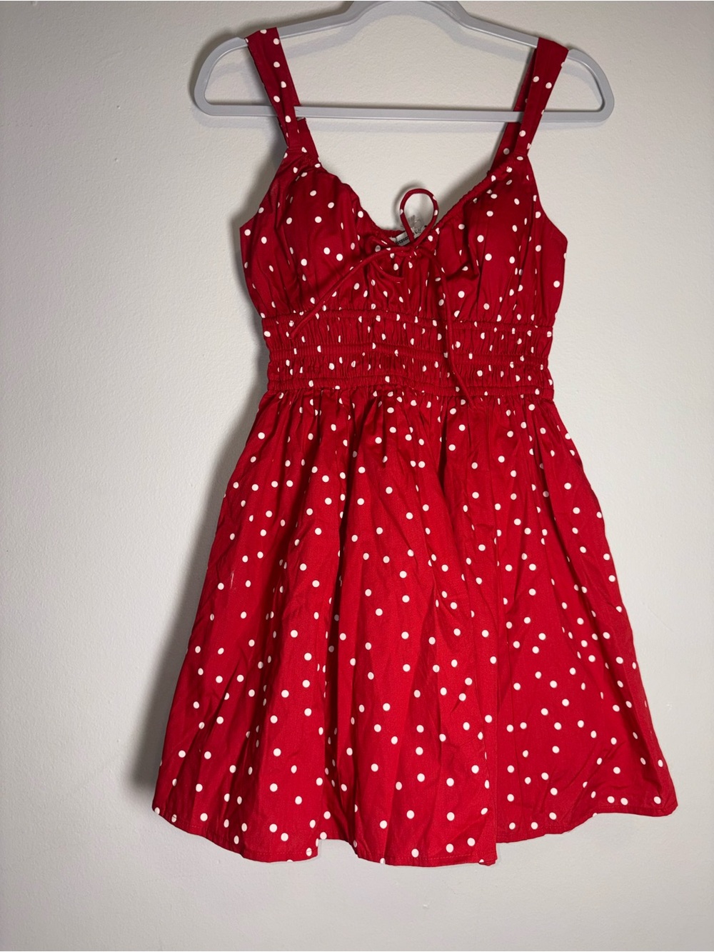 Abercrombie & Fitch Burgundy Polka Dot Mini Dress - Picture 4 of 7